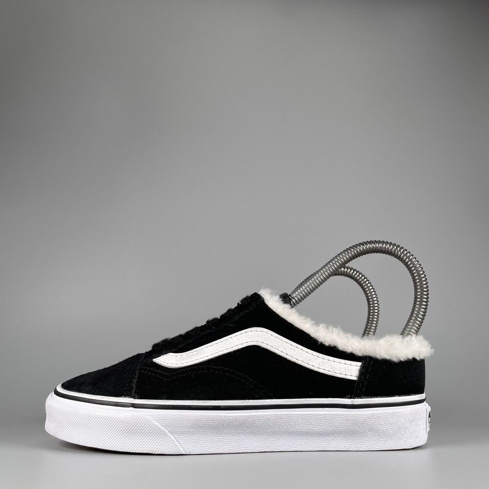 Vans Old Skool Ward Mule Women's Size 5 Black Suede Sherpa Skate Shoe Casual EUC
